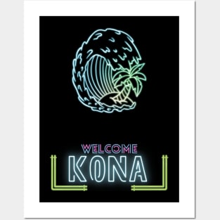 Kona neon letters surf Hawaii Posters and Art